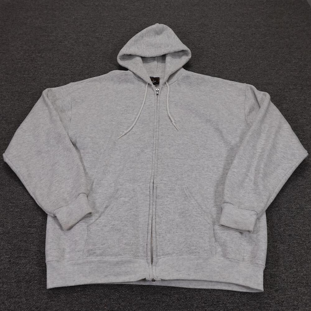 Vintage USA Olympic Hoodie Mens XL Gray Full Zip Fleece Embroidered Logo USA 90s
